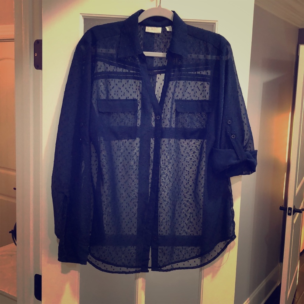 Button up see-through blouse